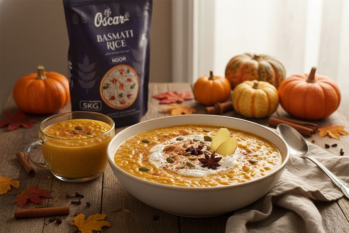 Pumpkin Spice Basmati Rice Pudding (Kheer with a Fall Twist)