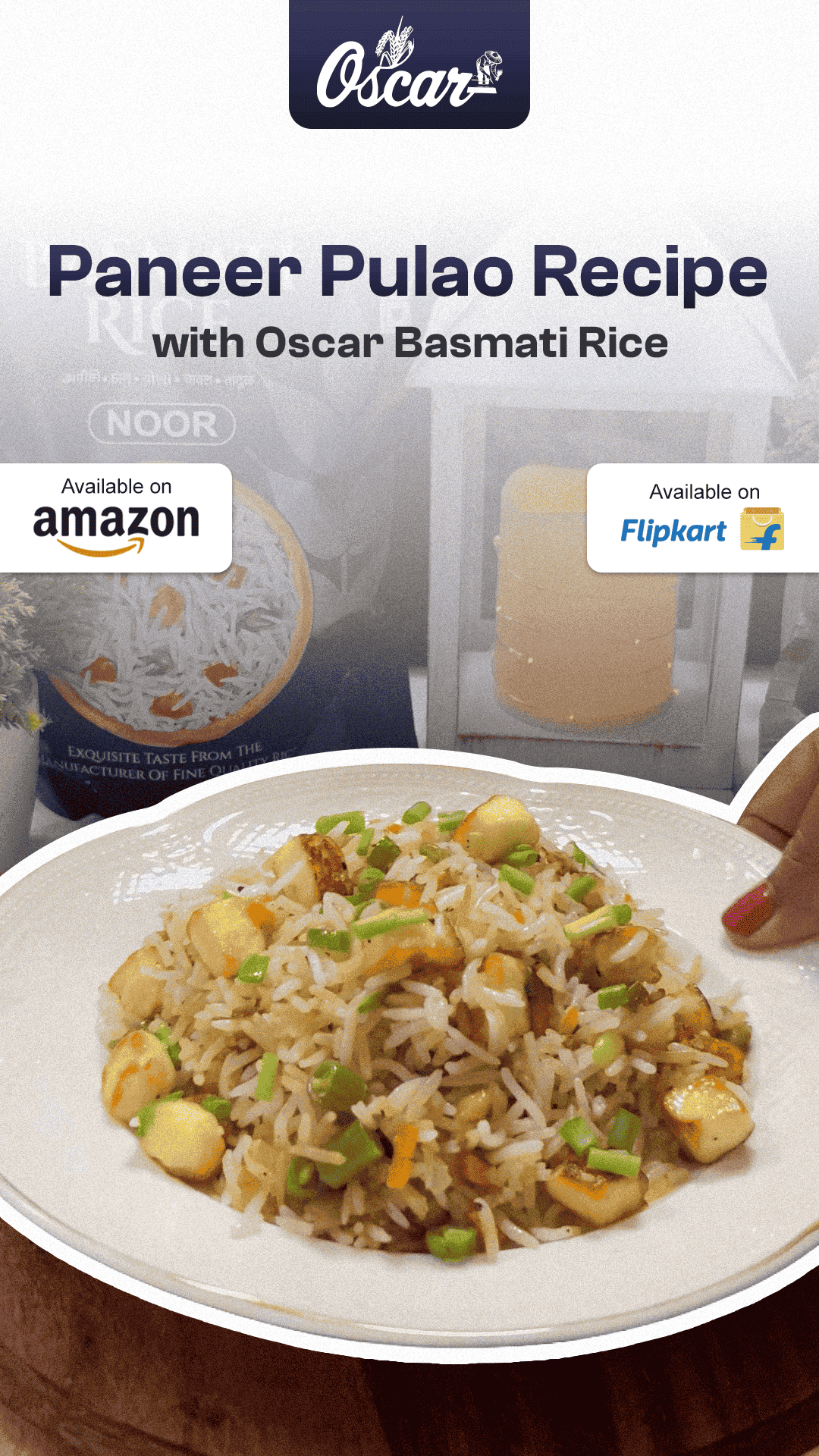Paneer Pulao Recipe made by Oscar Basmati Rice